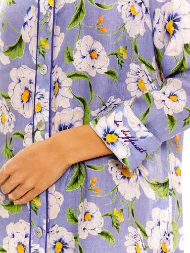 THE LAZY POET Women's Linen Floral Mini Shirtdress | Thumbnail 7 THE LAZY POET Women's Linen Floral Mini Shirtdress | Thumbnail 7