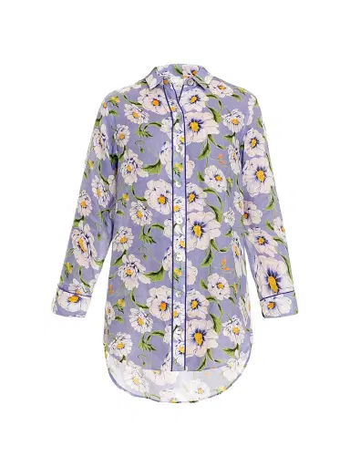 THE LAZY POET Women's Linen Floral Mini Shirtdress | Thumbnail 1 THE LAZY POET Women's Linen Floral Mini Shirtdress | Thumbnail 1