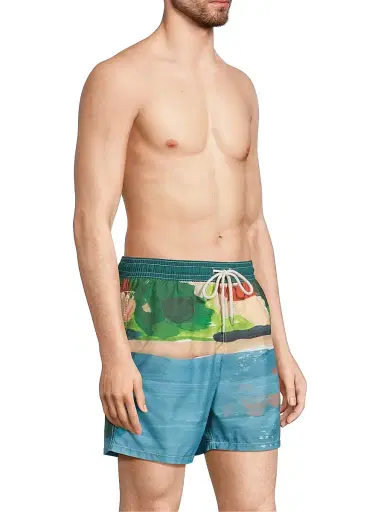 Vilebrequin Men's Moorea Abstract Swim Trunks - Chambray | Thumbnail 4 Vilebrequin Men's Moorea Abstract Swim Trunks - Chambray | Thumbnail 4