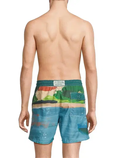 Vilebrequin Men's Moorea Abstract Swim Trunks - Chambray | Thumbnail 5 Vilebrequin Men's Moorea Abstract Swim Trunks - Chambray | Thumbnail 5