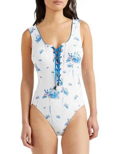 Vilebrequin Women's Herbie Lace-Up One-Piece Swimsuit - Off White | Thumbnail 3 Vilebrequin Women's Herbie Lace-Up One-Piece Swimsuit - Off White | Thumbnail 3