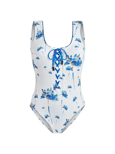 Vilebrequin Women's Herbie Lace-Up One-Piece Swimsuit - Off White | Thumbnail 1 Vilebrequin Women's Herbie Lace-Up One-Piece Swimsuit - Off White | Thumbnail 1