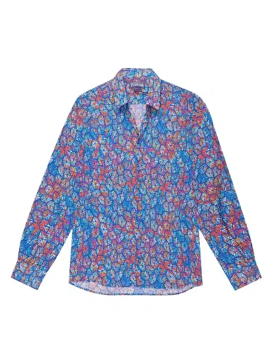 Vilebrequin Men's Carapa Abstract Cotton Button-Front Shirt - Blue - Size XXXL | Thumbnail 1 Vilebrequin Men's Carapa Abstract Cotton Button-Front Shirt - Blue - Size XXXL | Thumbnail 1