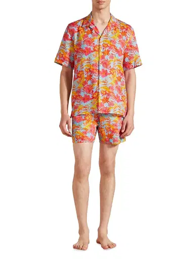 Vilebrequin Men's Tahiti Flower Linen Camp Shirt - Santorini - Size XXL | Thumbnail 2 Vilebrequin Men's Tahiti Flower Linen Camp Shirt - Santorini - Size XXL | Thumbnail 2