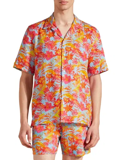 Vilebrequin Men's Tahiti Flower Linen Camp Shirt - Santorini - Size XXL | Thumbnail 4 Vilebrequin Men's Tahiti Flower Linen Camp Shirt - Santorini - Size XXL | Thumbnail 4