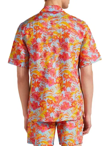 Vilebrequin Men's Tahiti Flower Linen Camp Shirt - Santorini - Size XXL | Thumbnail 5 Vilebrequin Men's Tahiti Flower Linen Camp Shirt - Santorini - Size XXL | Thumbnail 5