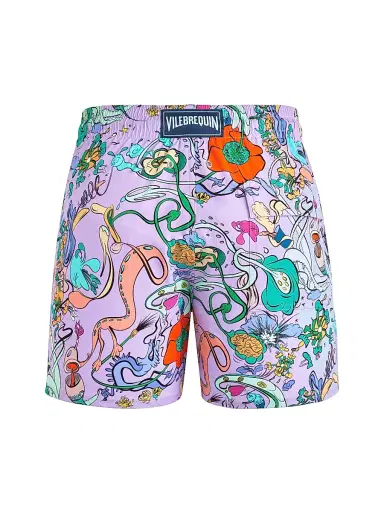 Vilebrequin Men's Opimogourou Graphic Swim Trunks - Lilac | Thumbnail 2 Vilebrequin Men's Opimogourou Graphic Swim Trunks - Lilac | Thumbnail 2