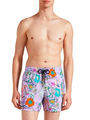 Vilebrequin Men's Opimogourou Graphic Swim Trunks - Lilac | Thumbnail 3 Vilebrequin Men's Opimogourou Graphic Swim Trunks - Lilac | Thumbnail 3