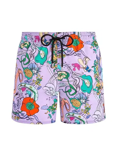 Vilebrequin Men's Opimogourou Graphic Swim Trunks - Lilac | Thumbnail 1 Vilebrequin Men's Opimogourou Graphic Swim Trunks - Lilac | Thumbnail 1
