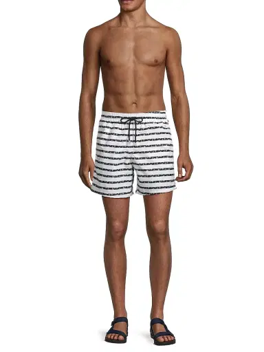 Vilebrequin Men's Striped Turtle Swim Shorts - White | Thumbnail 2 Vilebrequin Men's Striped Turtle Swim Shorts - White | Thumbnail 2