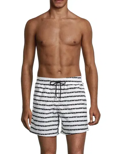 Vilebrequin Men's Striped Turtle Swim Shorts - White | Thumbnail 3 Vilebrequin Men's Striped Turtle Swim Shorts - White | Thumbnail 3