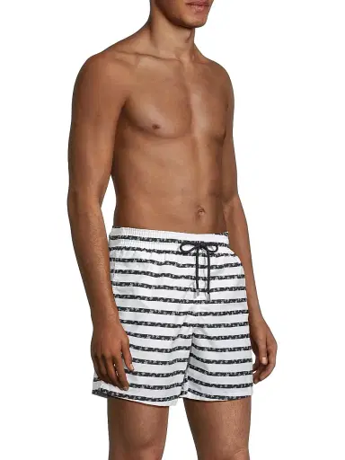 Vilebrequin Men's Striped Turtle Swim Shorts - White | Thumbnail 4 Vilebrequin Men's Striped Turtle Swim Shorts - White | Thumbnail 4