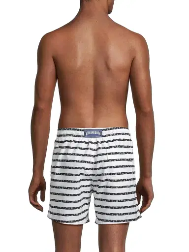 Vilebrequin Men's Striped Turtle Swim Shorts - White | Thumbnail 5 Vilebrequin Men's Striped Turtle Swim Shorts - White | Thumbnail 5
