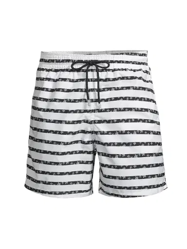 Vilebrequin Men's Striped Turtle Swim Shorts - White | Thumbnail 1 Vilebrequin Men's Striped Turtle Swim Shorts - White | Thumbnail 1