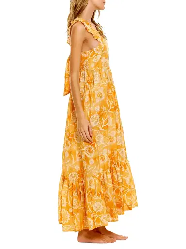 THE LAZY POET Women's Summer Soirée Mika Claire Printed Linen Maxi Dress | Thumbnail 2 THE LAZY POET Women's Summer Soirée Mika Claire Printed Linen Maxi Dress | Thumbnail 2