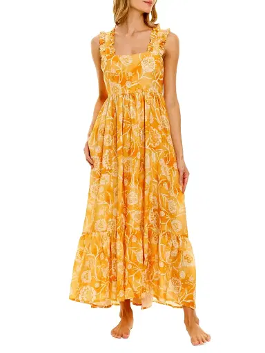 THE LAZY POET Women's Summer Soirée Mika Claire Printed Linen Maxi Dress | Thumbnail 1 THE LAZY POET Women's Summer Soirée Mika Claire Printed Linen Maxi Dress | Thumbnail 1