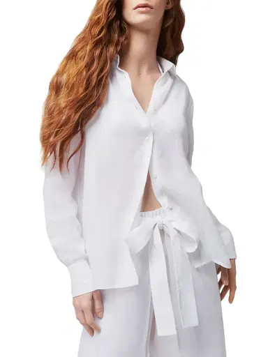 Vilebrequin Women's Linen Cover-Up Shirt - Blanc | Thumbnail 2 Vilebrequin Women's Linen Cover-Up Shirt - Blanc | Thumbnail 2