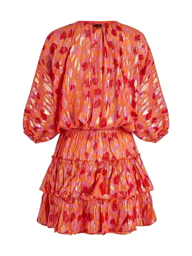 Vilebrequin Women's New Leopard Metallic Balloon-Sleeve Minidress - Apricot | Thumbnail 2 Vilebrequin Women's New Leopard Metallic Balloon-Sleeve Minidress - Apricot | Thumbnail 2