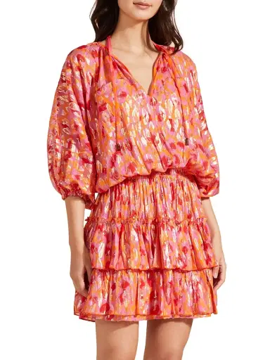 Vilebrequin Women's New Leopard Metallic Balloon-Sleeve Minidress - Apricot | Thumbnail 3 Vilebrequin Women's New Leopard Metallic Balloon-Sleeve Minidress - Apricot | Thumbnail 3