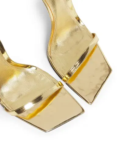 Schutz Women's Jenna 100MM Mirrored Leather Sandals - Ouro | Thumbnail 4 Schutz Women's Jenna 100MM Mirrored Leather Sandals - Ouro | Thumbnail 4
