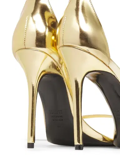 Schutz Women's Jenna 100MM Mirrored Leather Sandals - Ouro | Thumbnail 5 Schutz Women's Jenna 100MM Mirrored Leather Sandals - Ouro | Thumbnail 5