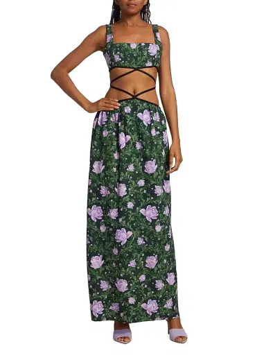 Agua by Agua Bendita Women's Peonia Cut-Out Strappy Maxi Dress - Green | Thumbnail 2 Agua by Agua Bendita Women's Peonia Cut-Out Strappy Maxi Dress - Green | Thumbnail 2