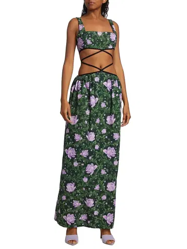 Agua by Agua Bendita Women's Peonia Cut-Out Strappy Maxi Dress - Green | Thumbnail 3 Agua by Agua Bendita Women's Peonia Cut-Out Strappy Maxi Dress - Green | Thumbnail 3
