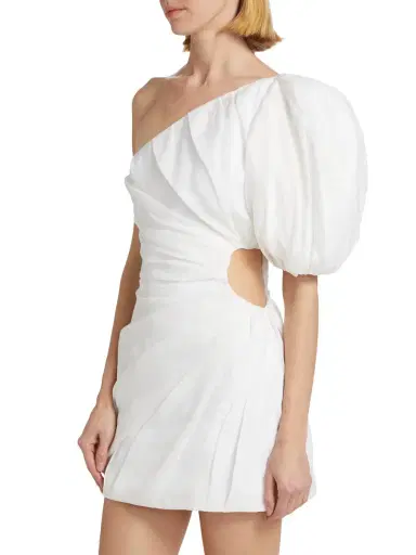 Chloé Women's Gathered One-Shoulder Minidress - White | Thumbnail 2 Chloé Women's Gathered One-Shoulder Minidress - White | Thumbnail 2