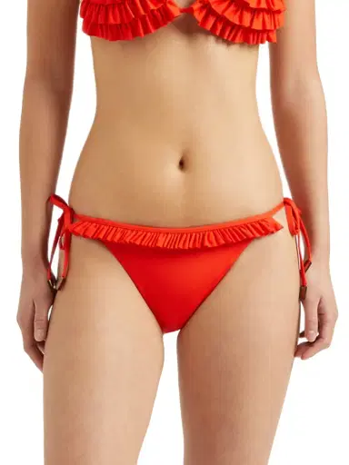 Vilebrequin Women's Ruffled Side-Tie Bikini Bottom - Coquelicot | Thumbnail 4 Vilebrequin Women's Ruffled Side-Tie Bikini Bottom - Coquelicot | Thumbnail 4