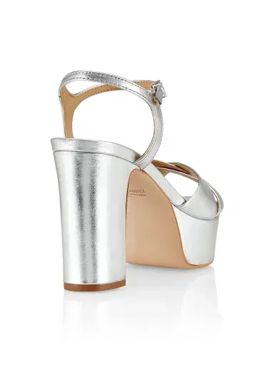 Schutz Women's Keefa Metallic Leather Platform Sandals - Prata | Thumbnail 3 Schutz Women's Keefa Metallic Leather Platform Sandals - Prata | Thumbnail 3