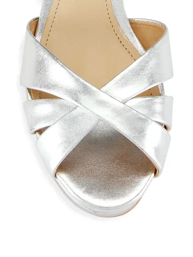 Schutz Women's Keefa Metallic Leather Platform Sandals - Prata | Thumbnail 4 Schutz Women's Keefa Metallic Leather Platform Sandals - Prata | Thumbnail 4