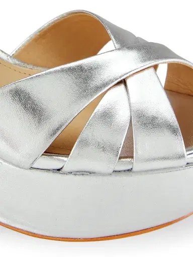 Schutz Women's Keefa Metallic Leather Platform Sandals - Prata | Thumbnail 6 Schutz Women's Keefa Metallic Leather Platform Sandals - Prata | Thumbnail 6