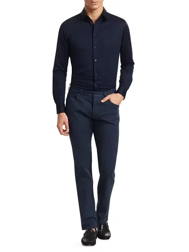 Giorgio Armani Men's Jersey Sport Shirt - Navy - Size 16 | Thumbnail 2 Giorgio Armani Men's Jersey Sport Shirt - Navy - Size 16 | Thumbnail 2