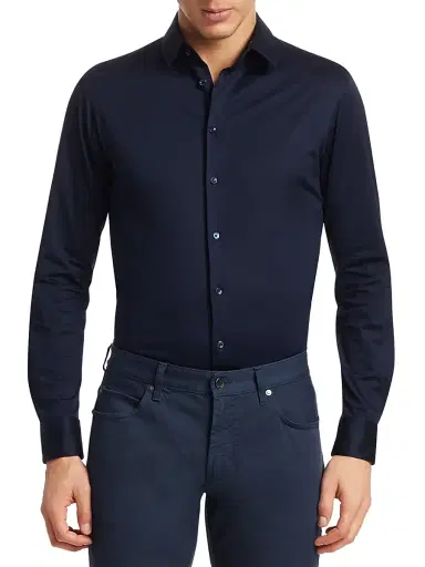 Giorgio Armani Men's Jersey Sport Shirt - Navy - Size 16 | Thumbnail 3 Giorgio Armani Men's Jersey Sport Shirt - Navy - Size 16 | Thumbnail 3