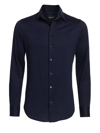 Giorgio Armani Men's Jersey Sport Shirt - Navy - Size 16 | Thumbnail 7 Giorgio Armani Men's Jersey Sport Shirt - Navy - Size 16 | Thumbnail 7
