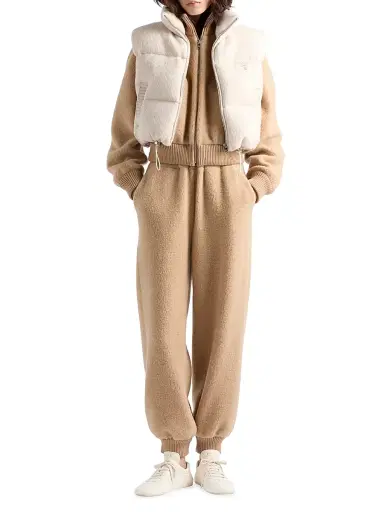 Prada Women's Wool and Cashmere Down Vest - Beige Khaki | Thumbnail 2 Prada Women's Wool and Cashmere Down Vest - Beige Khaki | Thumbnail 2