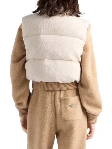 Prada Women's Wool and Cashmere Down Vest - Beige Khaki | Thumbnail 3 Prada Women's Wool and Cashmere Down Vest - Beige Khaki | Thumbnail 3