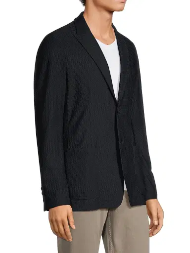 Giorgio Armani Men's Peak-Lapel Two-Button Blazer - Black - Size 48 | Thumbnail 4 Giorgio Armani Men's Peak-Lapel Two-Button Blazer - Black - Size 48 | Thumbnail 4