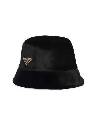 Prada Women's Velvet Bucket Hat - Black - Size Large | Thumbnail 1 Prada Women's Velvet Bucket Hat - Black - Size Large | Thumbnail 1