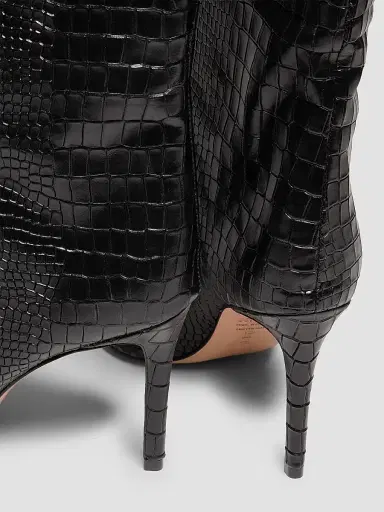 Schutz Women's Maryana 90MM Croc-Embossed Leather Stiletto Boots - Black | Thumbnail 3 Schutz Women's Maryana 90MM Croc-Embossed Leather Stiletto Boots - Black | Thumbnail 3