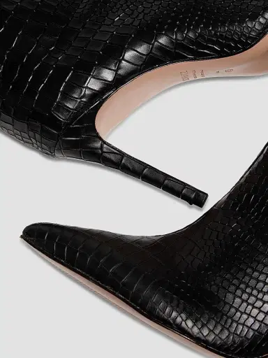Schutz Women's Maryana 90MM Croc-Embossed Leather Stiletto Boots - Black | Thumbnail 6 Schutz Women's Maryana 90MM Croc-Embossed Leather Stiletto Boots - Black | Thumbnail 6