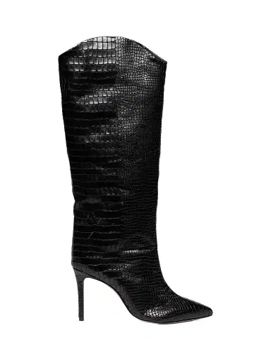 Schutz Women's Maryana 90MM Croc-Embossed Leather Stiletto Boots - Black | Thumbnail 1 Schutz Women's Maryana 90MM Croc-Embossed Leather Stiletto Boots - Black | Thumbnail 1