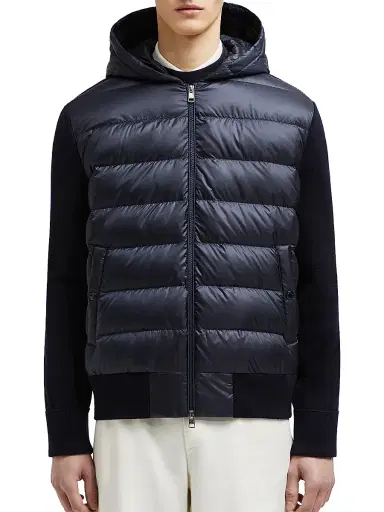 Moncler Men's Padded Wool Down Cardigan - Navy Blue | Thumbnail 2 Moncler Men's Padded Wool Down Cardigan - Navy Blue | Thumbnail 2