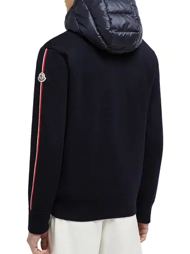 Moncler Men's Padded Wool Down Cardigan - Navy Blue | Thumbnail 3 Moncler Men's Padded Wool Down Cardigan - Navy Blue | Thumbnail 3