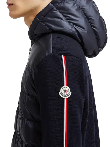 Moncler Men's Padded Wool Down Cardigan - Navy Blue | Thumbnail 4 Moncler Men's Padded Wool Down Cardigan - Navy Blue | Thumbnail 4