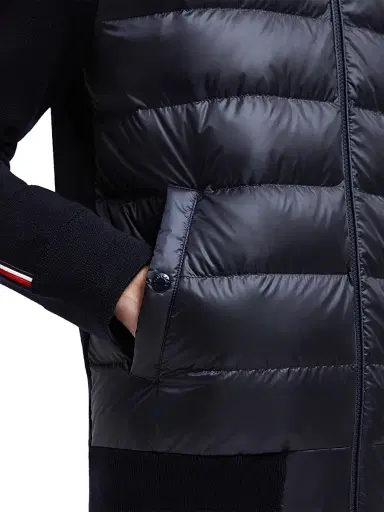 Moncler Men's Padded Wool Down Cardigan - Navy Blue | Thumbnail 5 Moncler Men's Padded Wool Down Cardigan - Navy Blue | Thumbnail 5