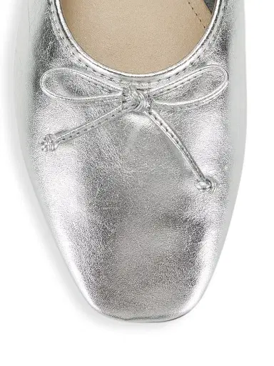 Schutz Women's Arissa Leather Ballet Flats - Silver | Thumbnail 4 Schutz Women's Arissa Leather Ballet Flats - Silver | Thumbnail 4