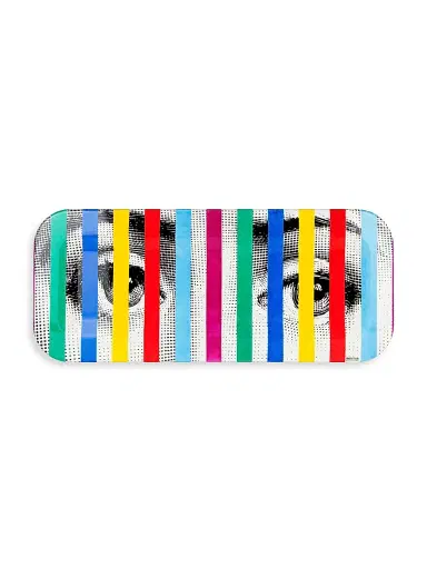 FORNASETTI Face Stripes Printed Wood Tray | Thumbnail 1 FORNASETTI Face Stripes Printed Wood Tray | Thumbnail 1