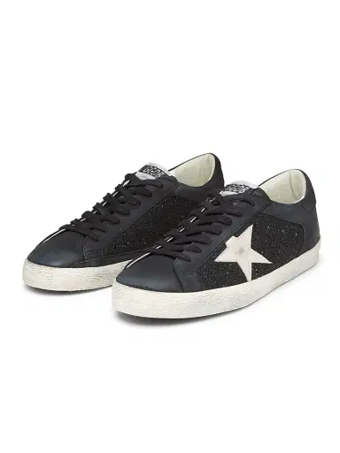 Golden Goose Men's Super Star Crystal-Embellished Leather Sneakers - Black Grey Morn | Thumbnail 2 Golden Goose Men's Super Star Crystal-Embellished Leather Sneakers - Black Grey Morn | Thumbnail 2