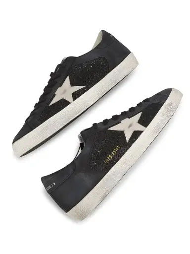 Golden Goose Men's Super Star Crystal-Embellished Leather Sneakers - Black Grey Morn | Thumbnail 6 Golden Goose Men's Super Star Crystal-Embellished Leather Sneakers - Black Grey Morn | Thumbnail 6
